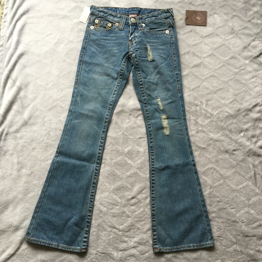 Y2K Vtg TRUE RELIGION Flare Low Rise Bobby Rainbow Cowgirl Jean NWT Retail $275 - Picture 7 of 15
